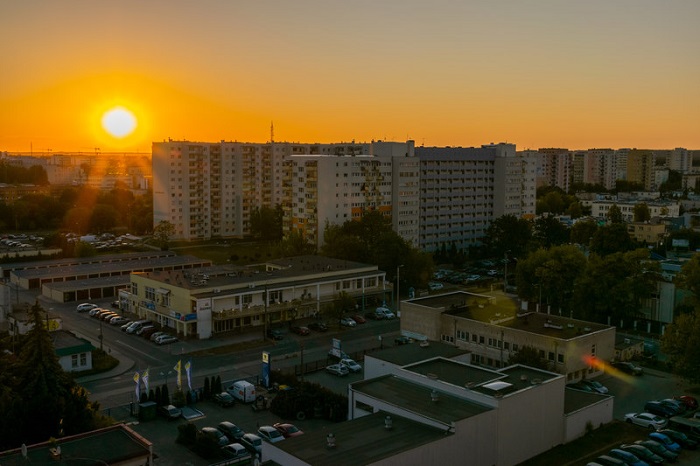 Zachód słońca Bydgoszcz z Balaton Apartamentów